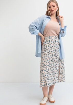 Юбка свободная с широким поясом на резинке