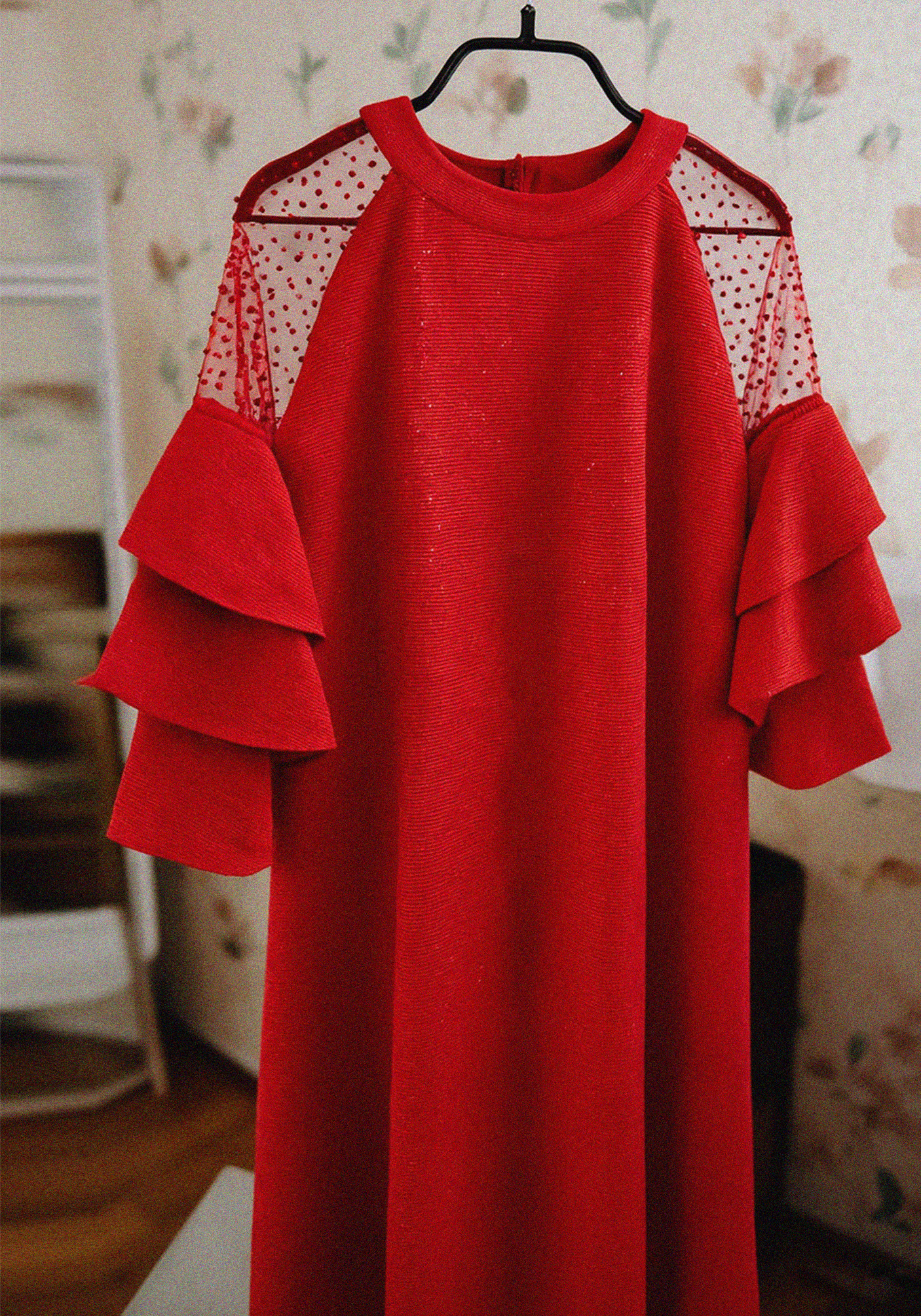 

Платье с рукавом волан Resale, Красный