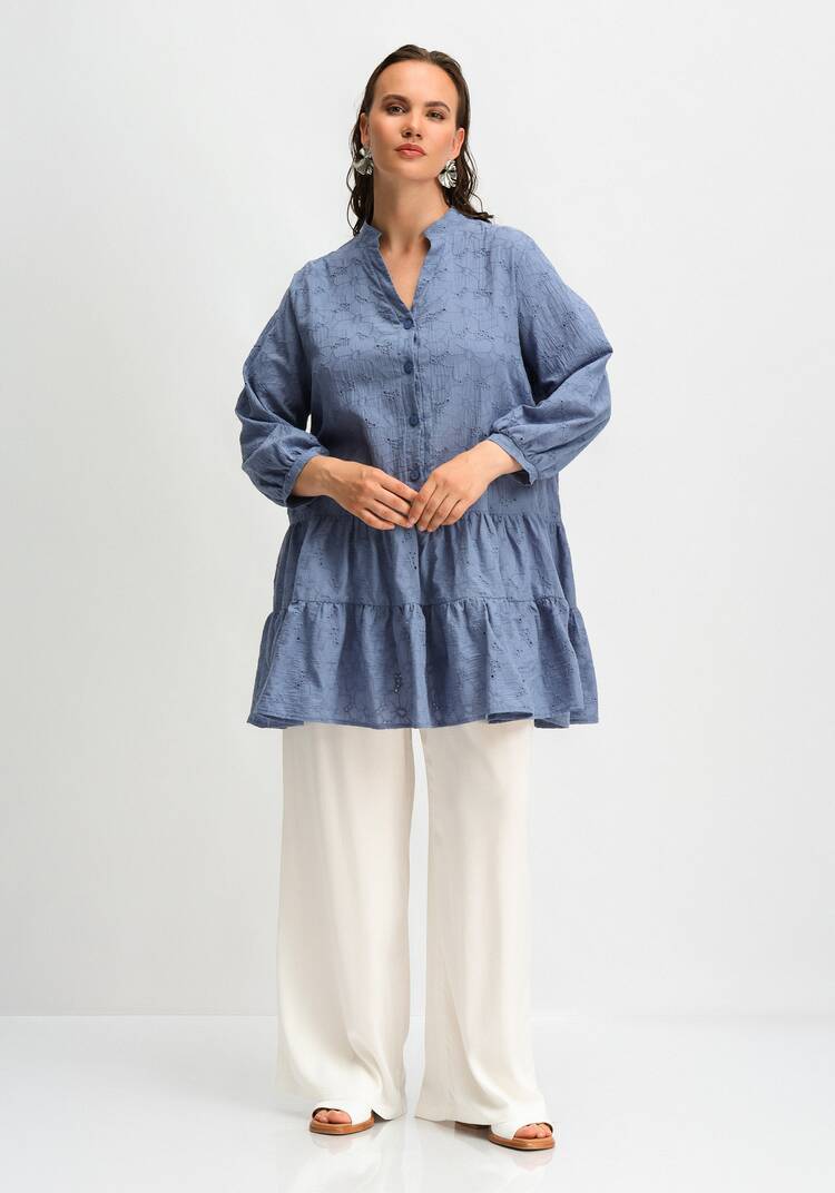 Туника из шитья с ярусами на пуговицах шир.  750, рис. 15