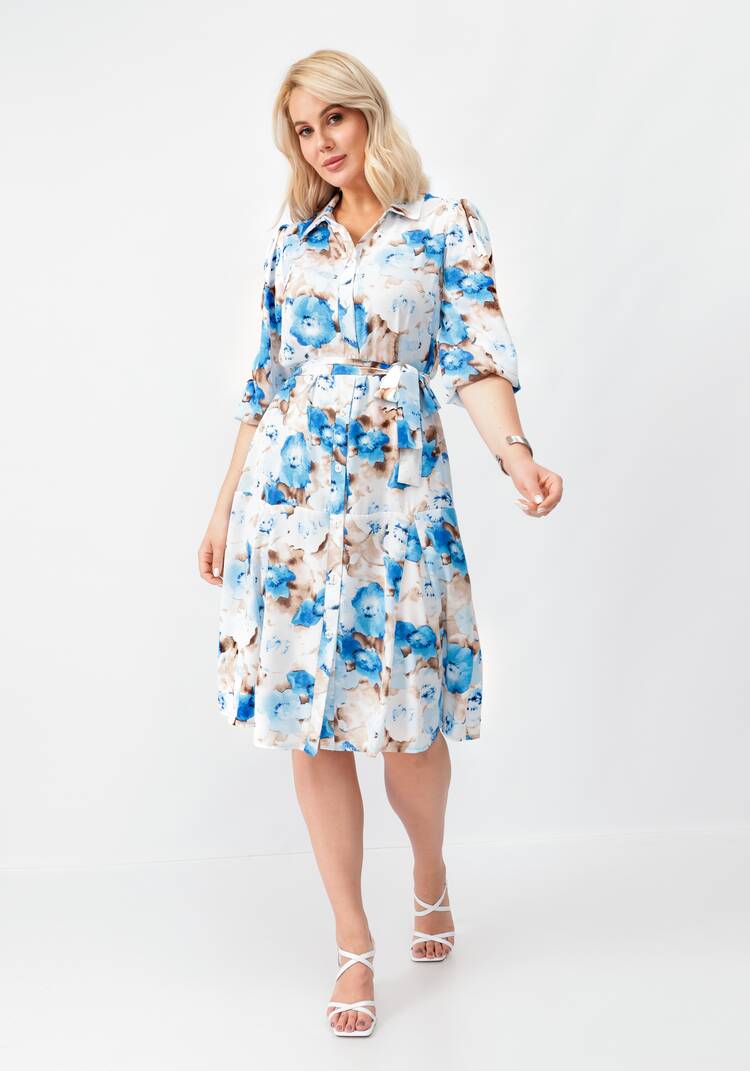 Платье на пуговицах с оригинальным принтом шир.  750, рис. 15