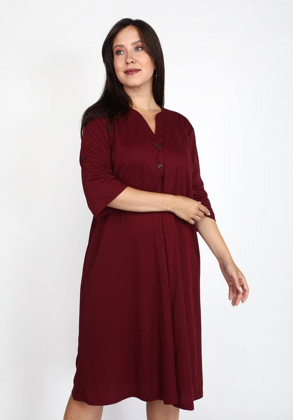 Платье-рубашка на пуговицах однотонное шир.  580, рис. 5