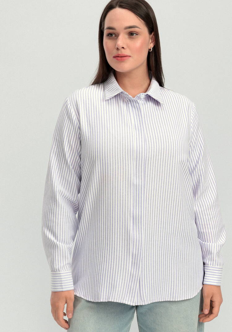 Рубашка прямая на пуговицах шир.  750, рис. 18