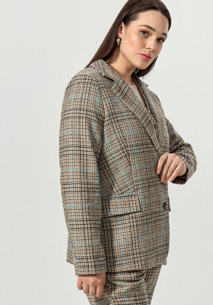 Пиджак с принтом клетка шир.  750, рис. 6