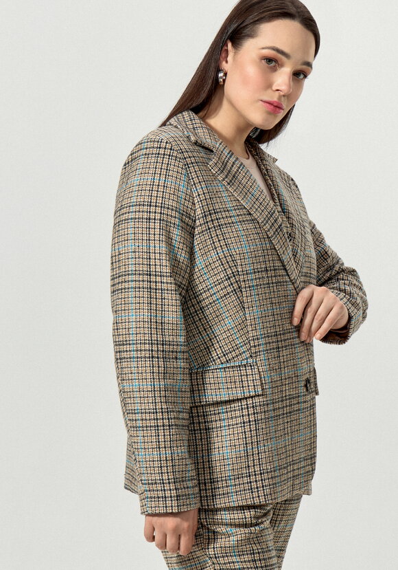 Пиджак с принтом клетка шир.  580, рис. 6