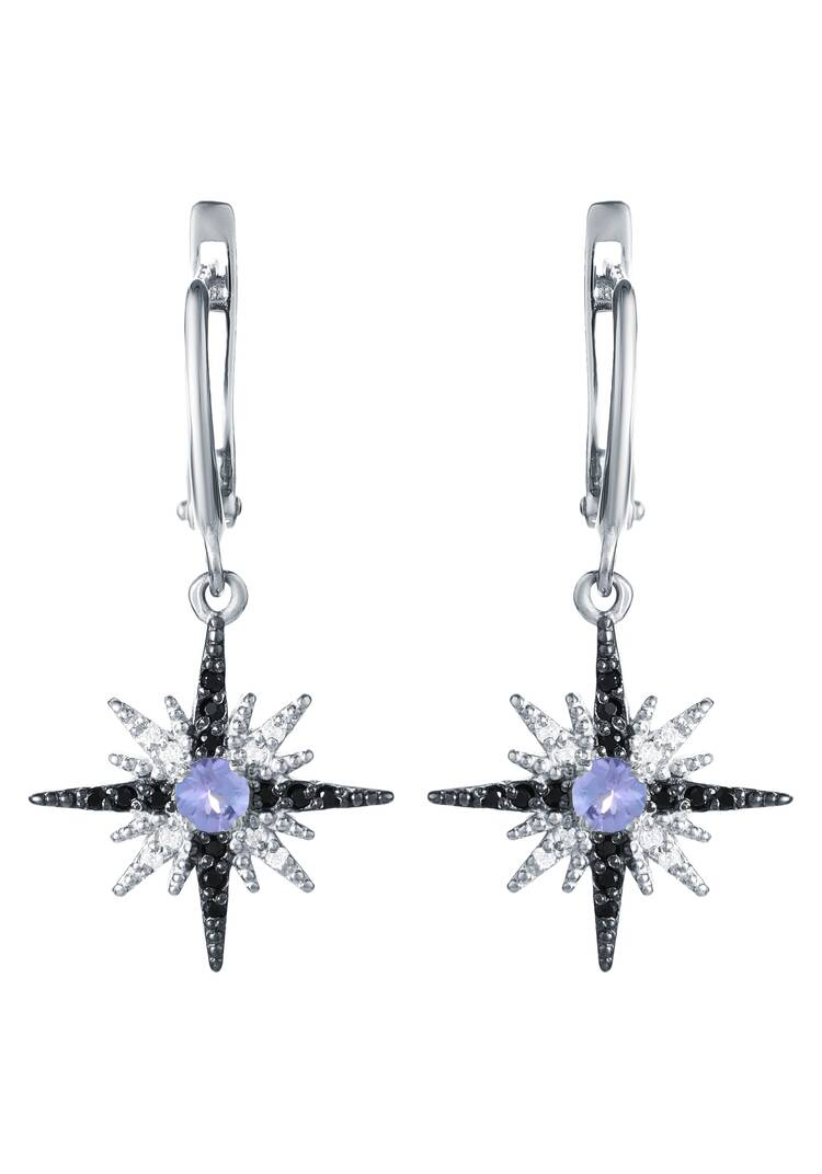 Серьги серебряные Рождественская звезда шир.  750, рис. 2