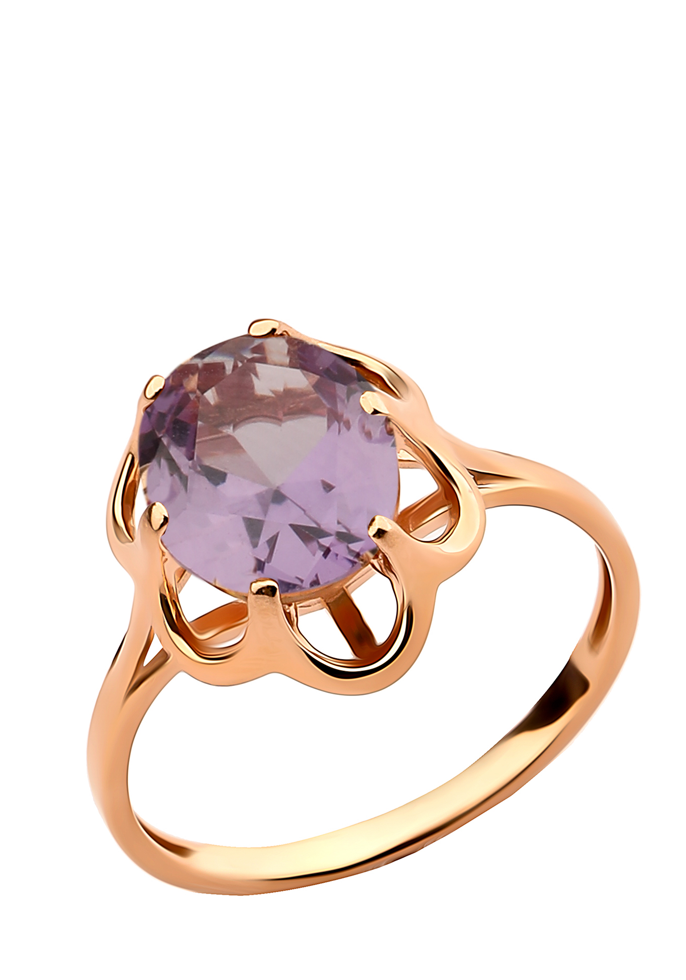 Серебряное кольцо «Луиза» Бриллианит. Серебряная линия, размер 17, цвет сиреневый - фото 2