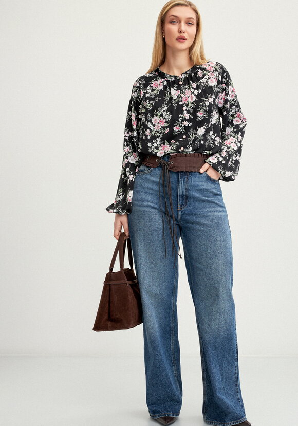 Блуза с цветочным принтом на пугoвицах шир.  580, рис. 15