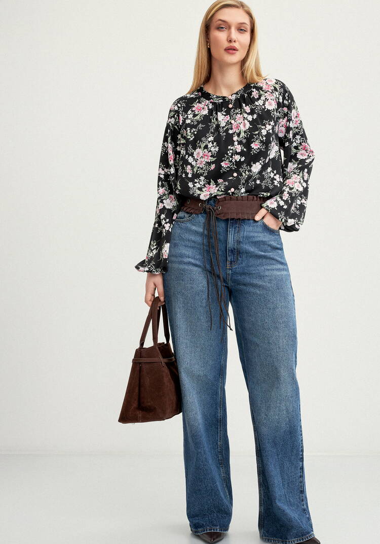 Блуза с цветочным принтом на пугoвицах шир.  750, рис. 15