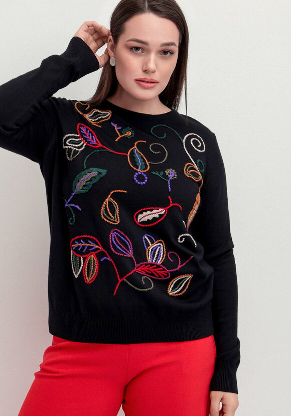 Джемпер с яркой абстрактной вышивкой шир.  580, рис. 15