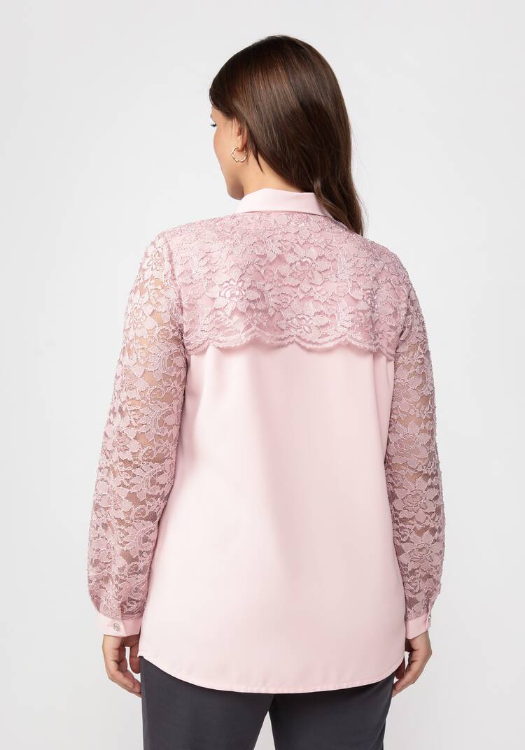 Блуза с ажурным кружевом прямого силуэта шир.  750, рис. 3