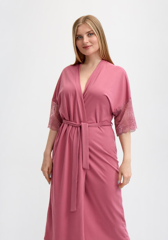 Халат с отделкой кружевом шир.  580, рис. 2