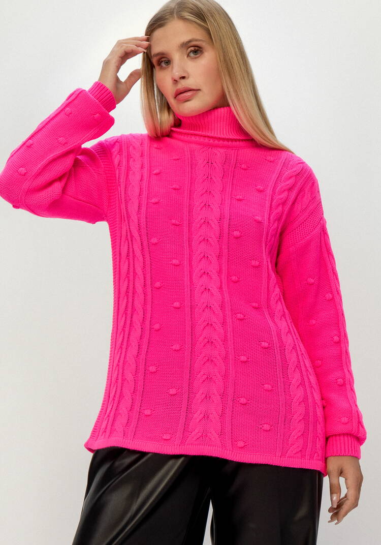 Джемпер с высокой горловиной и косами шир.  750, рис. 47