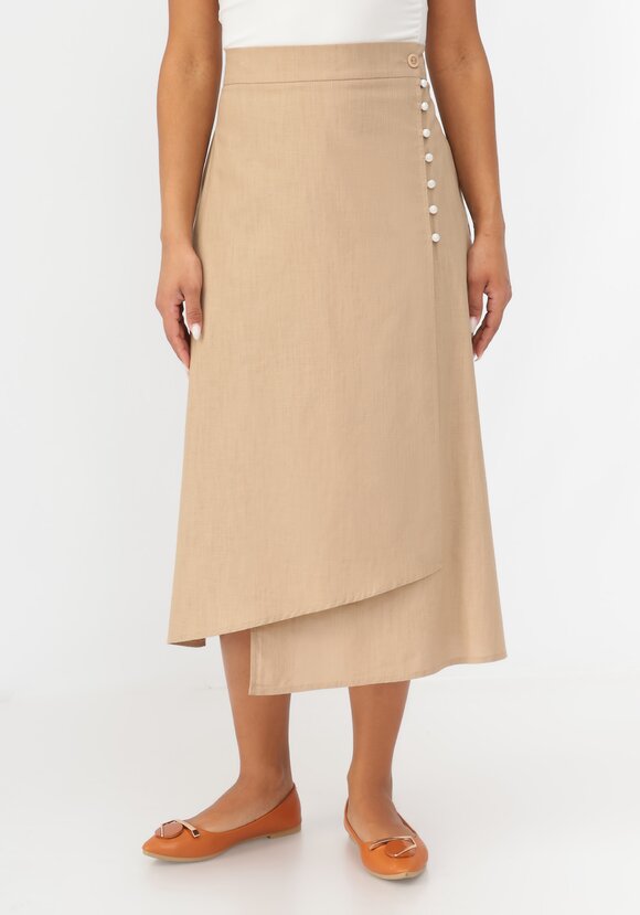 Юбка из льна с декоративными пуговицами шир.  580, рис. 4