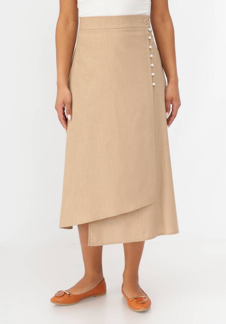 Юбка из льна с декоративными пуговицами шир.  750, рис. 4