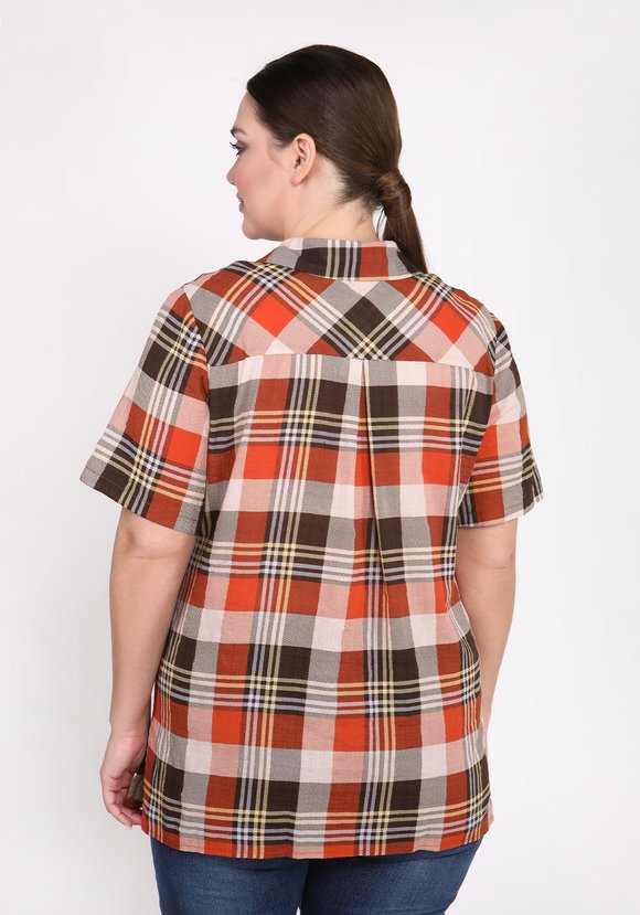 Блуза Стильная клетка шир.  580, рис. 4