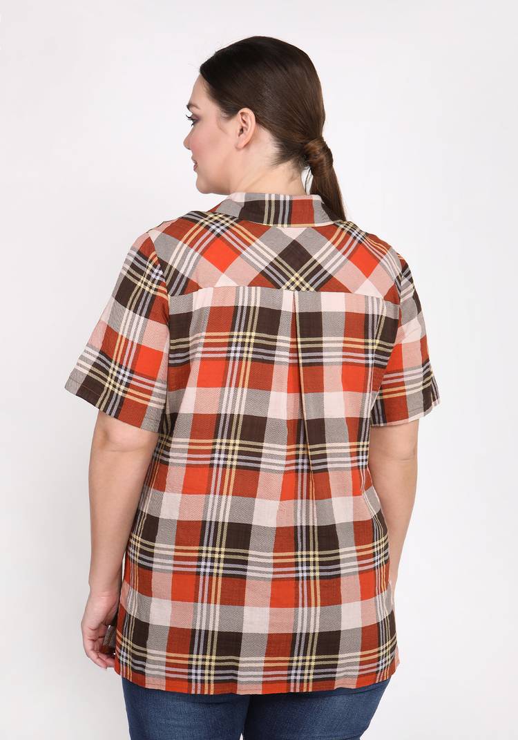 Блуза Стильная клетка шир.  750, рис. 4