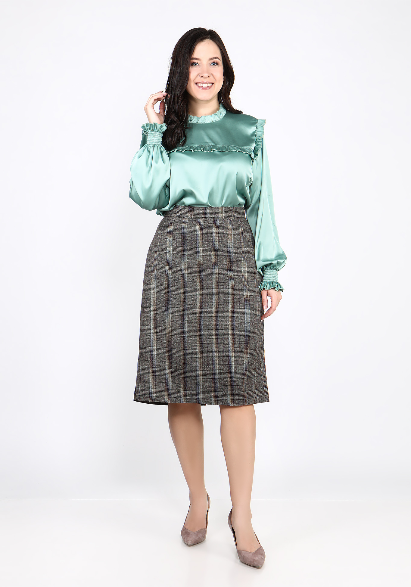 Блуза атласная с застежкой сзади "Иден" Julia Weber, размер 52, цвет пудровый - фото 2