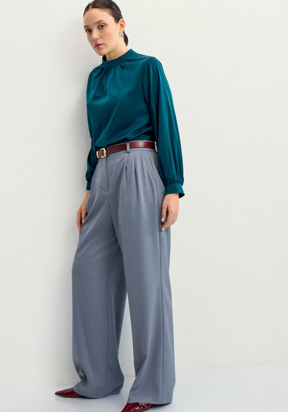 Блуза шелковая с воротником-стойкой шир.  580, рис. 14