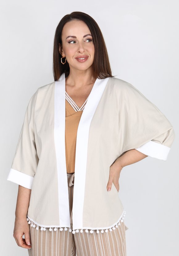 Кардиган летний с декоративной отделкой шир.  580, рис. 10