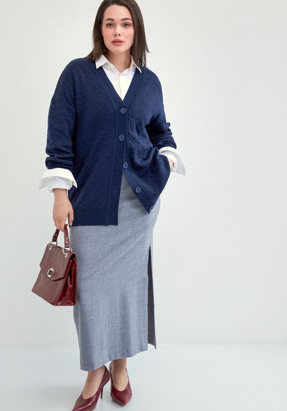 Кардиган с V-образным вырезом свободный шир.  580, рис. 10