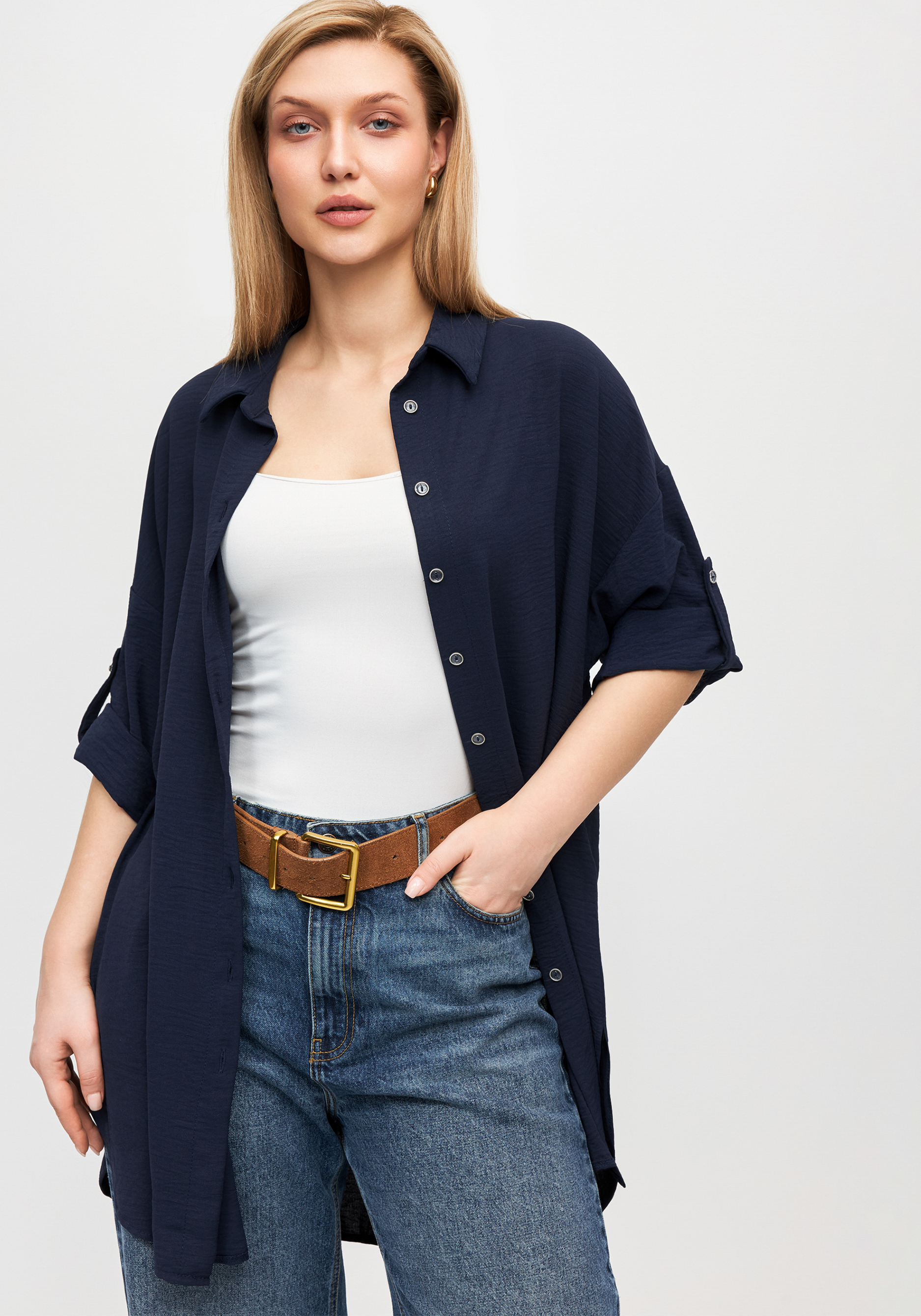 Рубашка удлиненная на пуговицах quotЛорелия quot 3499₽