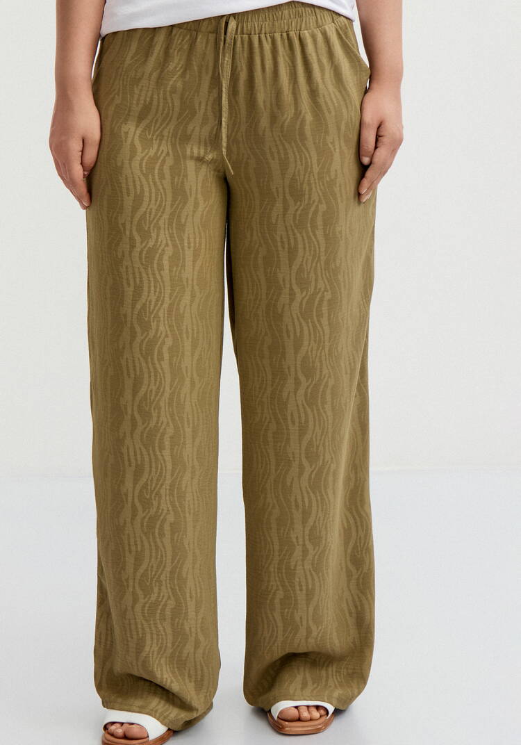 Брюки широкие с оригинальным принтом на ткани шир.  750, рис. 20