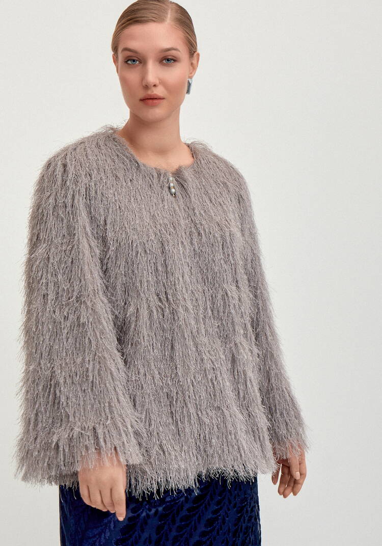 Жакет из ткани с блестящим ворсом шир.  750, рис. 9