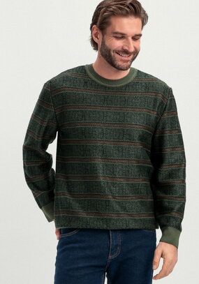 Джемпер в полоску с контрастными манжетами