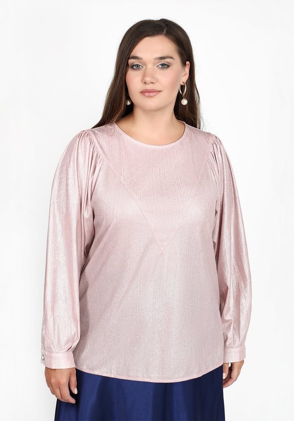 Блуза однотонная необычного кроя шир.  580, рис. 5