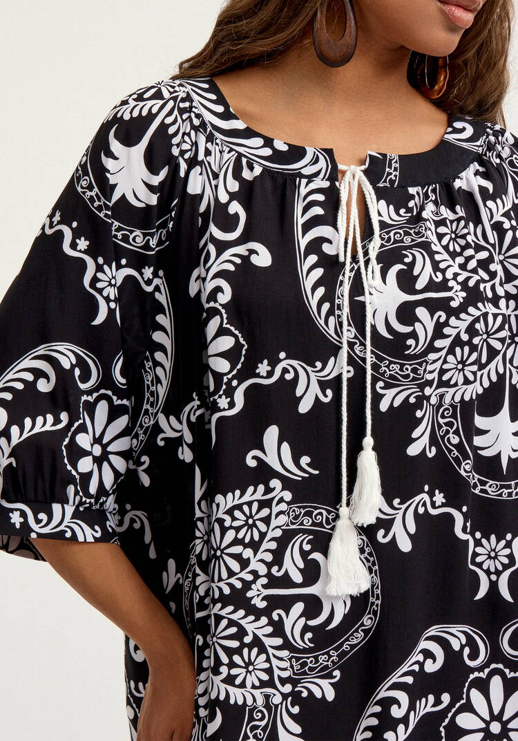 Туника с принтом свободного кроя шир.  750, рис. 5