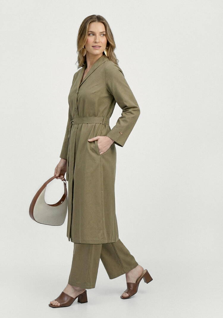 Тренч с цельнокройным воротником на пуговицах шир.  750, рис. 5