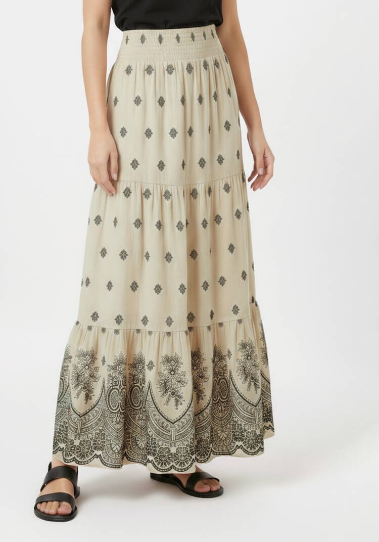 Юбка на резинке с купонным принтом шир.  750, рис. 14