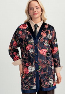 Кардиган из бархата с цветочным принтом