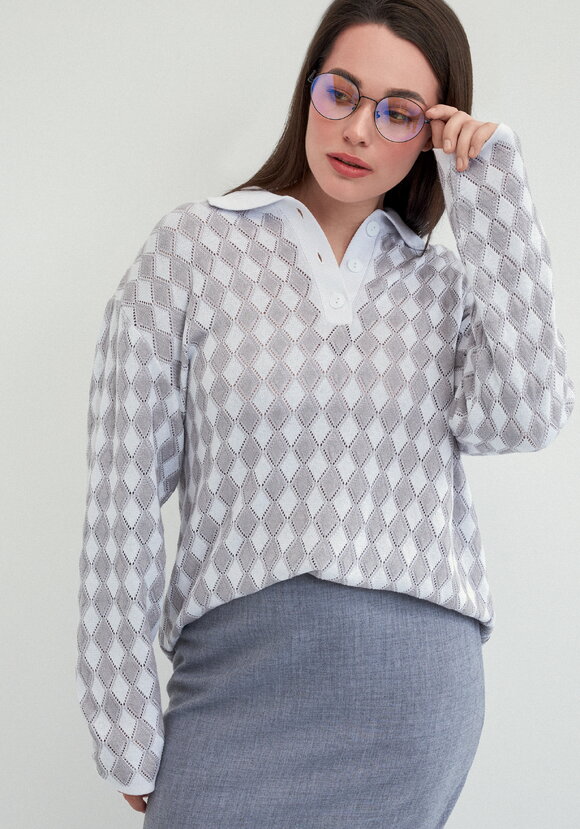 Джемпер структурной вязки с ажуром шир.  580, рис. 9