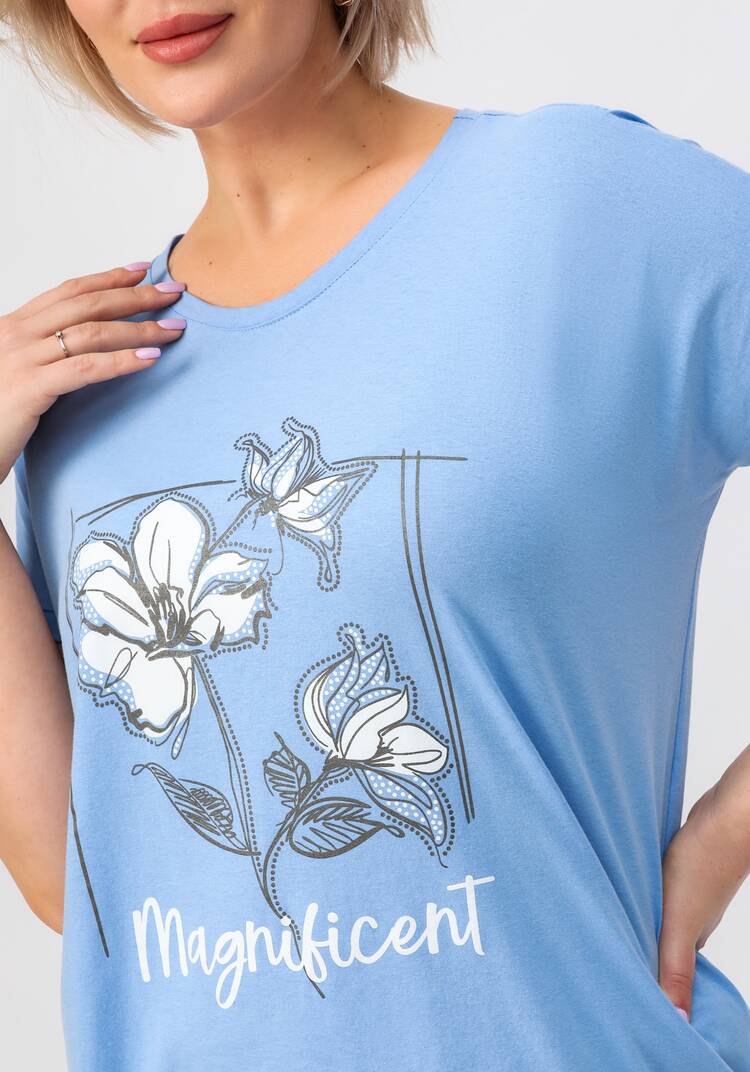 Блуза с цветочным принтом и кулиской по низу шир.  750, рис. 27