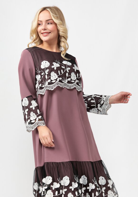 Платье А-силуэта с ажурной кокеткой шир.  580, рис. 2