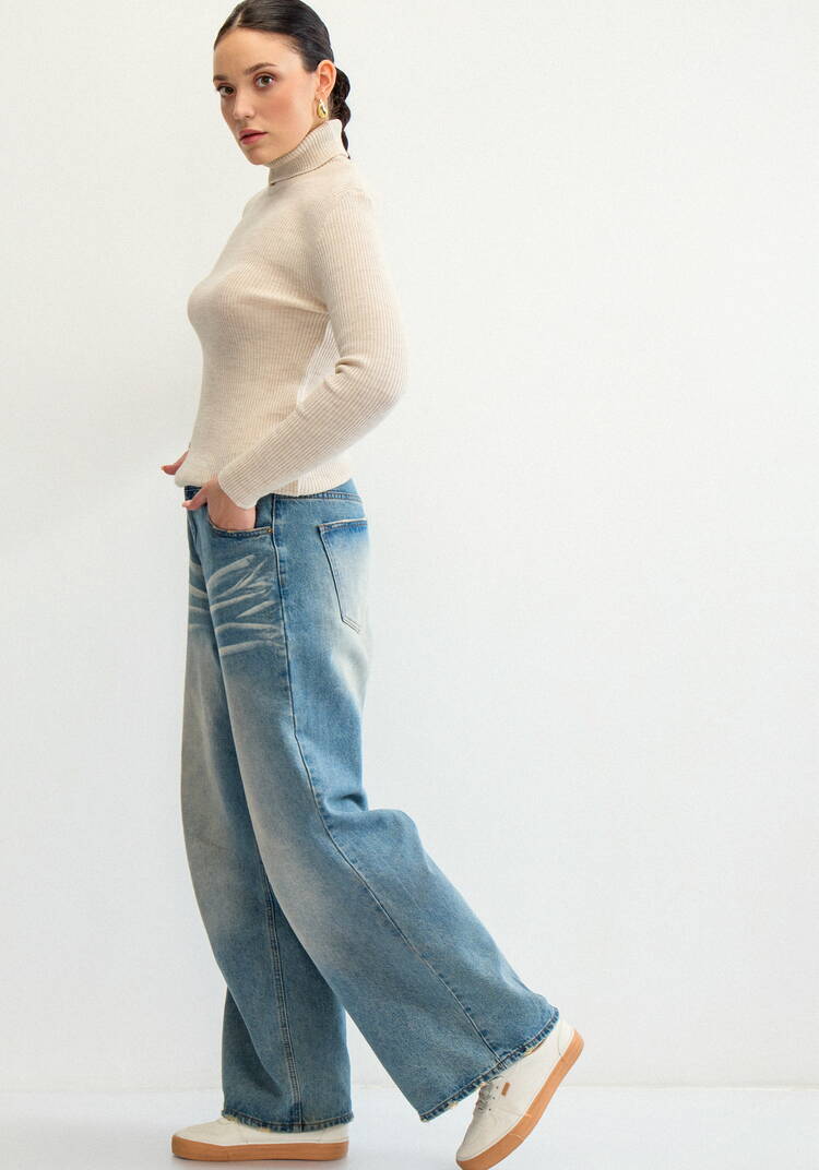 Водолазка в рубчик с высокой горловиной шир.  750, рис. 12