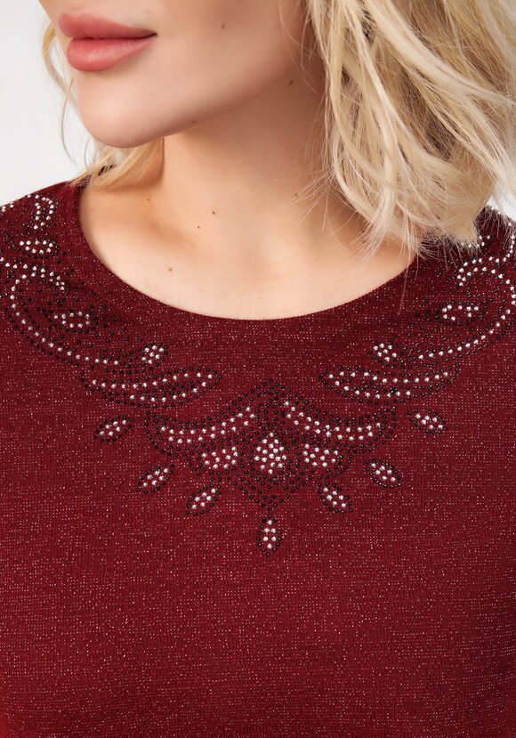 Блуза с декором из страз по горловине шир.  580, рис. 29