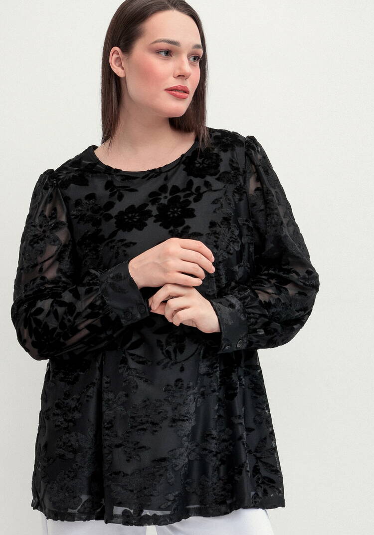 Блуза с цветами из бархата шир.  750, рис. 26