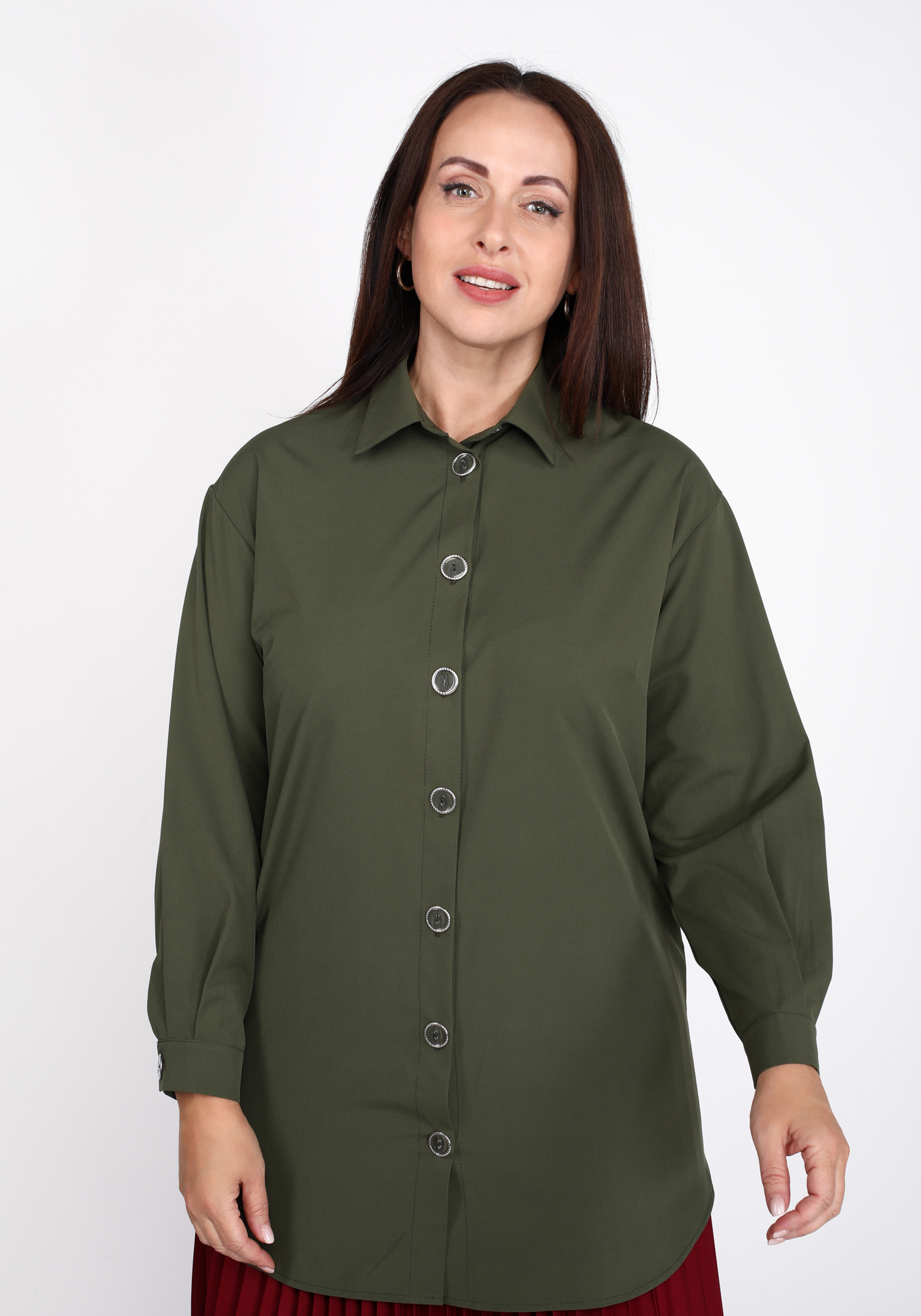 

Блуза-рубашка с крупными пуговицами, Хаки