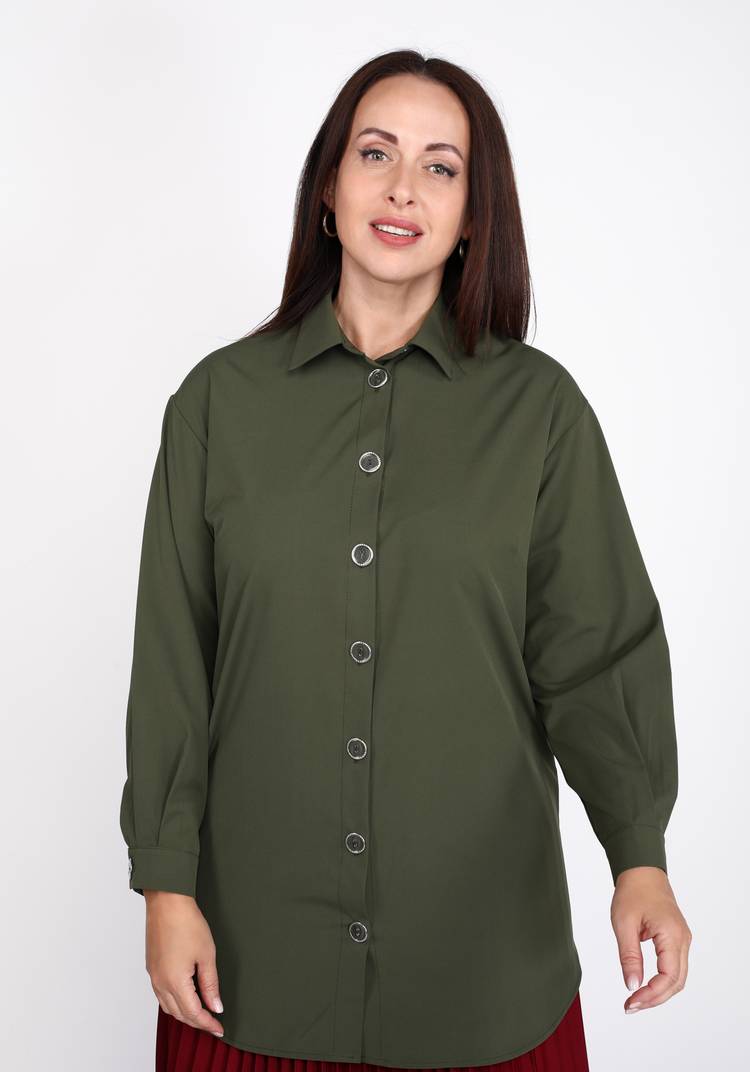 Блуза-рубашка с крупными пуговицами шир.  750, рис. 5