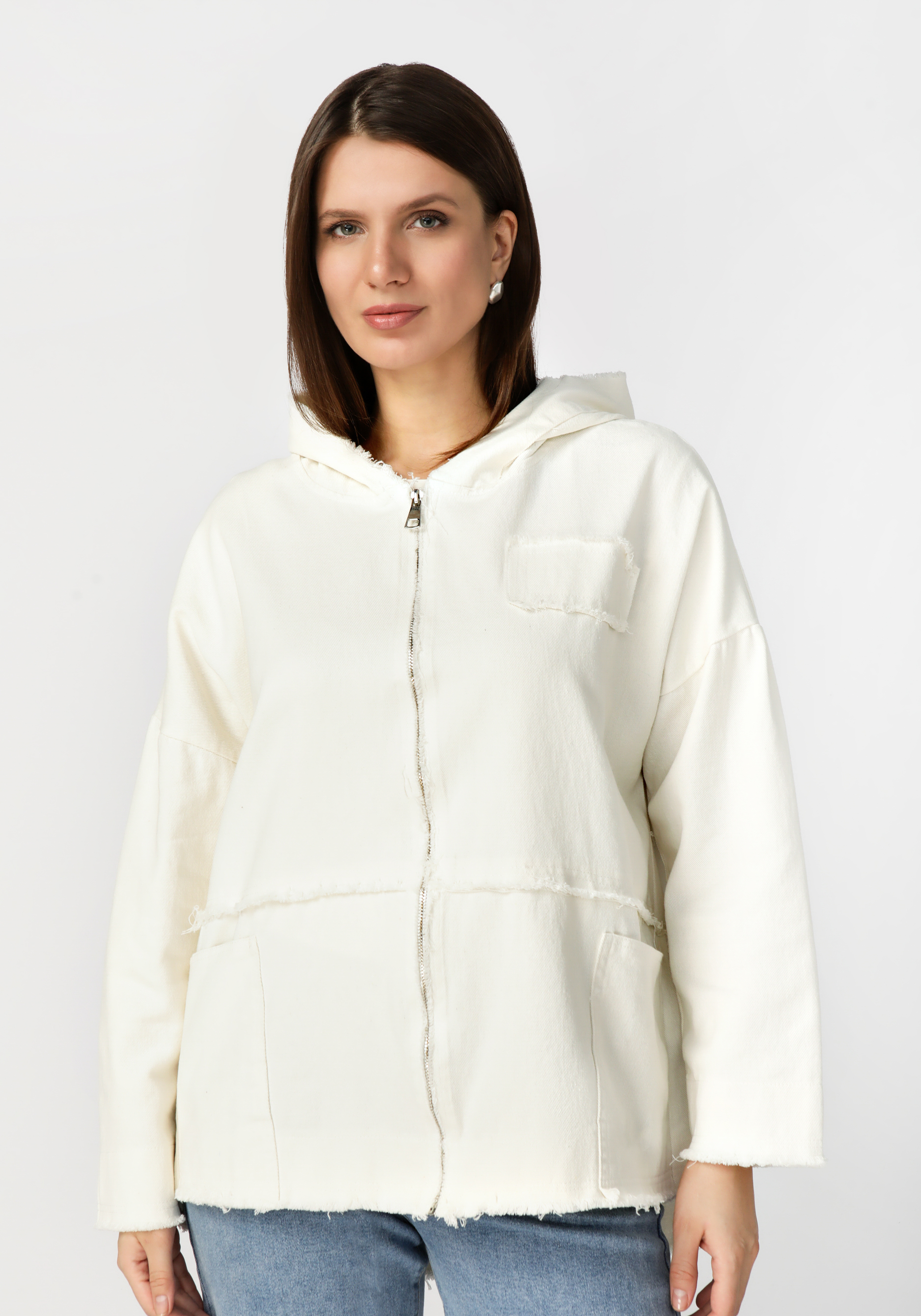 Куртка женская с капюшоном "Венера", размер 52, цвет белый