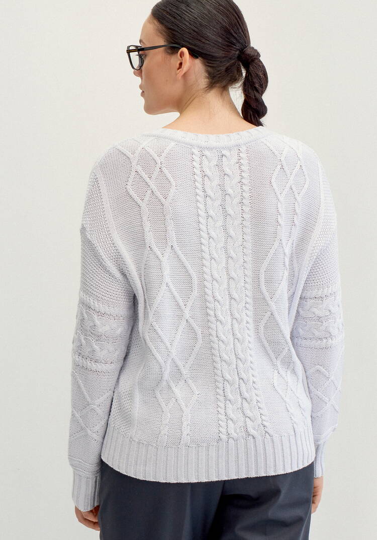 Джемпер женский с рисунком косы и араны шир.  750, рис. 12