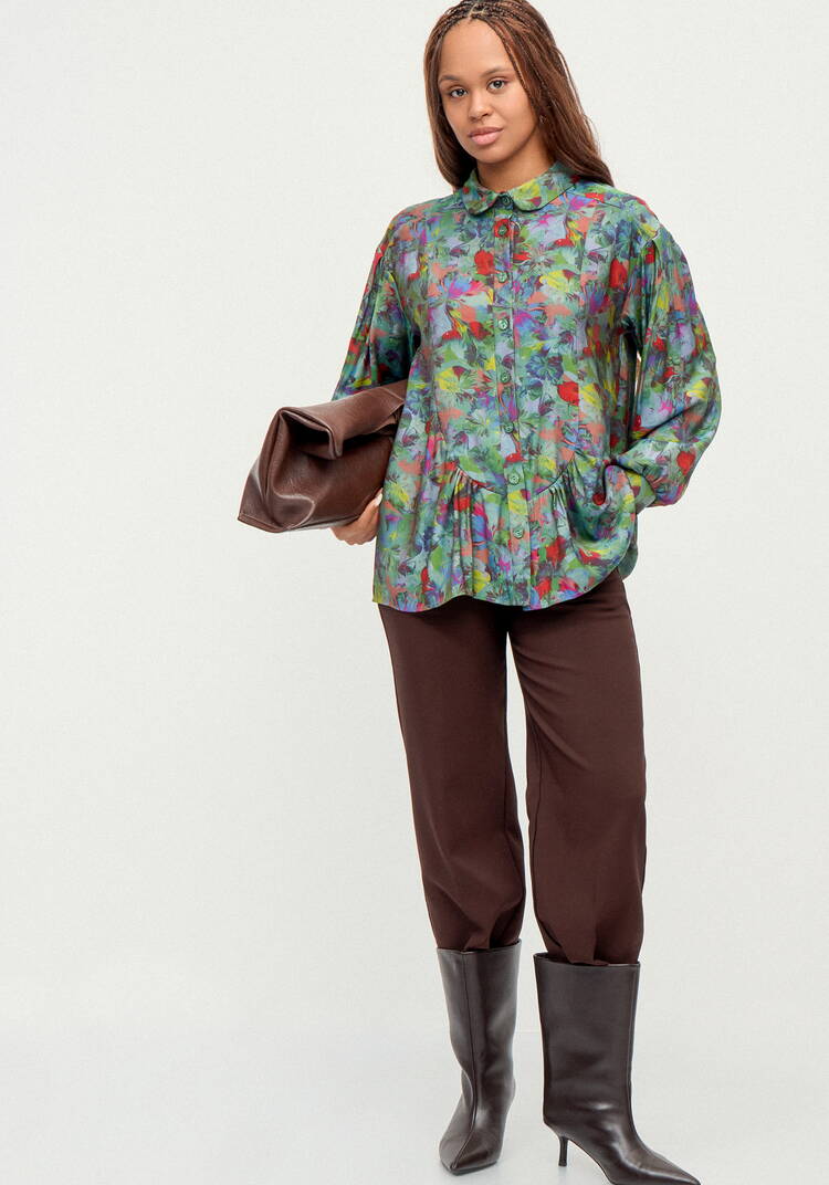 Блуза из ткани с акварельным принтом шир.  750, рис. 18