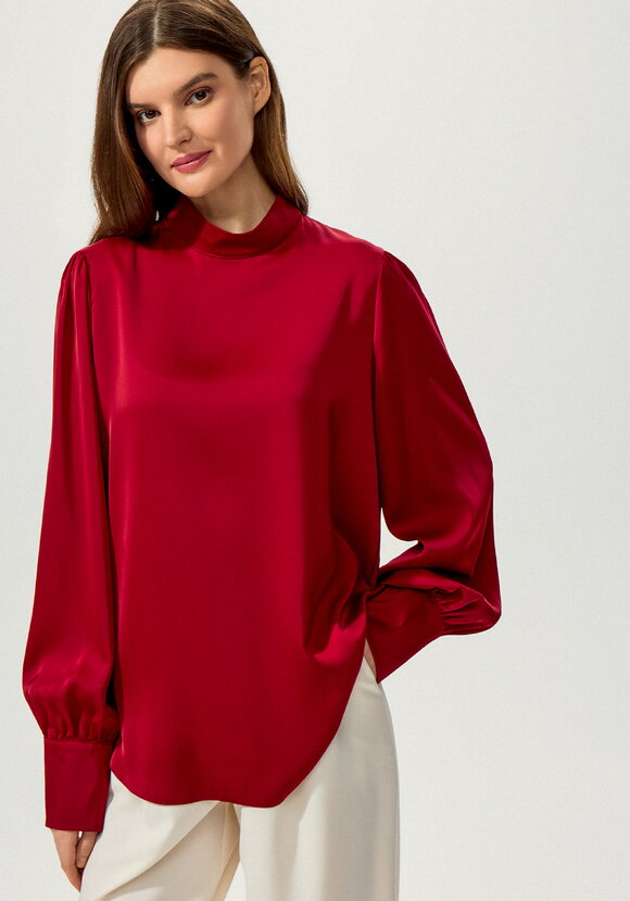 Блуза шелковая с пуговицами на вороте шир.  580, рис. 10