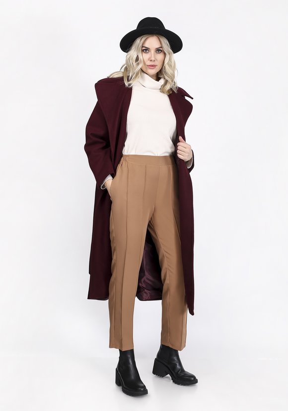 Пальто с поясом и английским воротником шир.  580, рис. 8