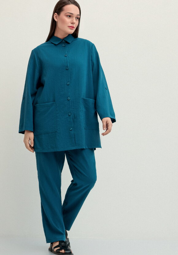 Рубашка на пуговицах свободного кроя шир.  580, рис. 39