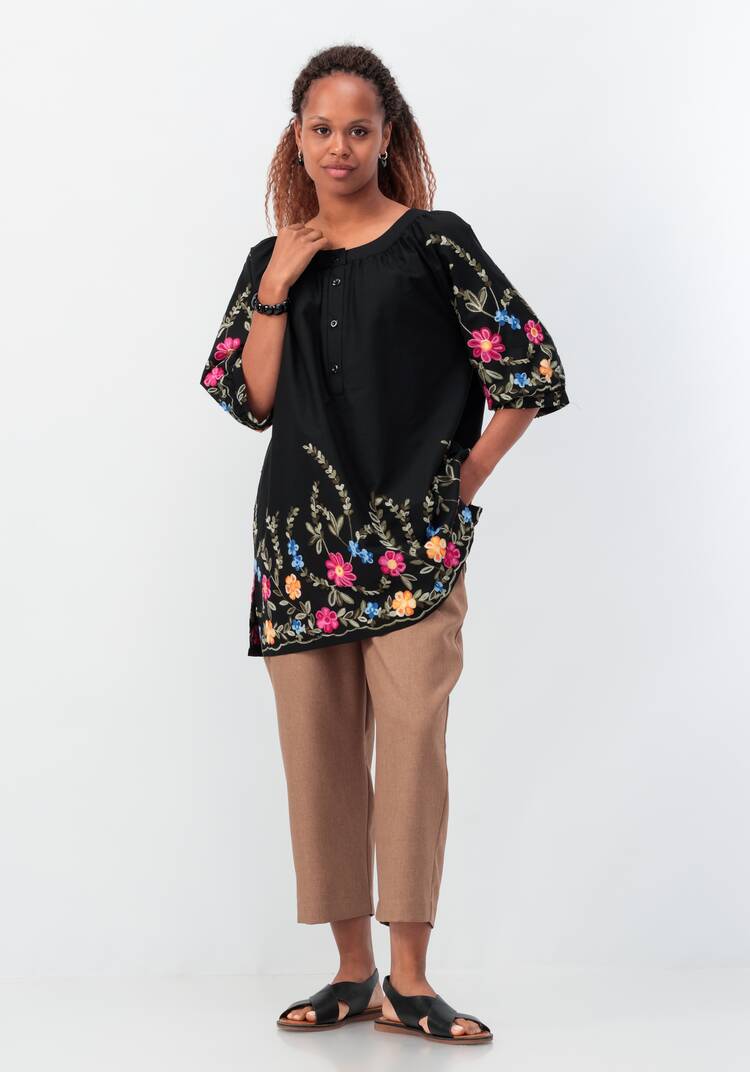 Блуза с цветочной вышивкой и рукавом реглан шир.  750, рис. 33