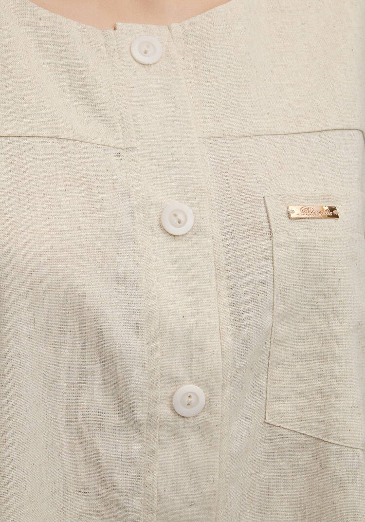 Рубашка на пуговицах из льна шир.  750, рис. 5