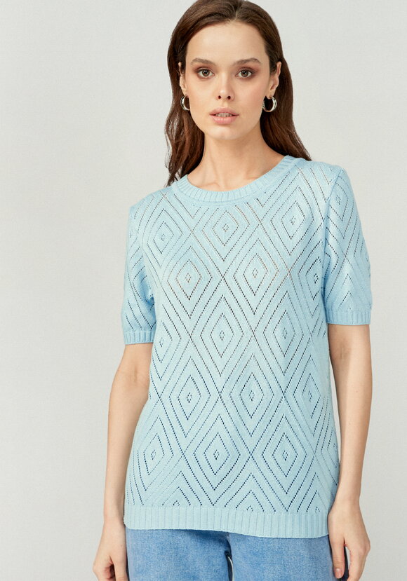 Джемпер с коротким рукавом ажурный шир.  580, рис. 17